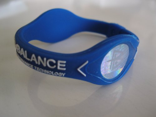 Power Balance Silicone Wristband Bracelet Large Blue W/ White Letters