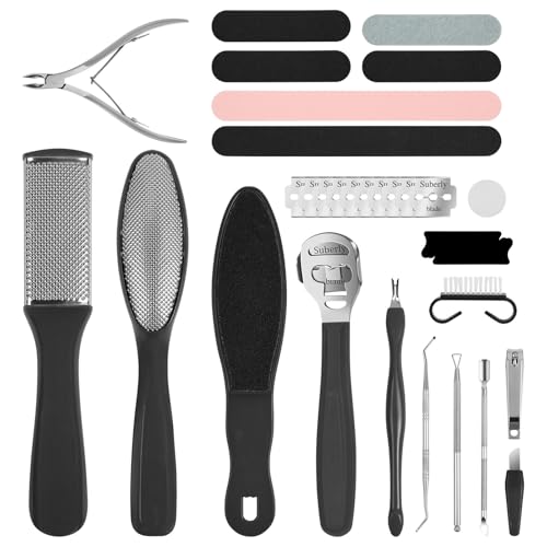 Alaoo Kit per pedicure,Kit Pedicure Professionale da 30 Pezzi,Kit per la Cura dei Piedi,Mini Kit Pedicure, Cura dei piedi per rimuovere la pelle dura e morta, Adatto per uomini e donne(Nero)
