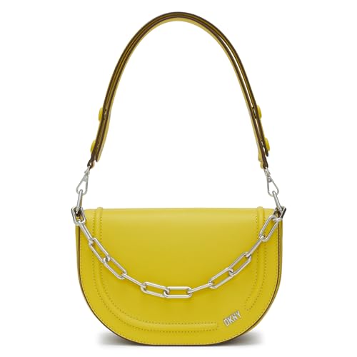 Sac à bandoulière DKNY Orion haute couture en jaune citrine avec finition chaîne dorée