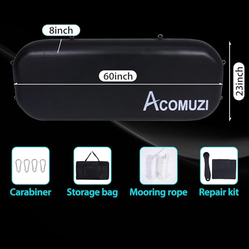 ACOMUZI Dock Bumpers, Boat Bumpers for Docking, Inflatable Dock Bumper, Drop Stitch PVC Heavy Duty Boat Fenders for Pontoon, Yacht, Fishing Sailboat, Hull Guard, 5ft 10ft (60"x23"x8") by ACOMUZI - Image 2
