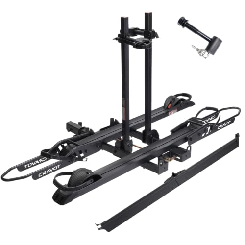 Image of CyberRack 300lbs Ebike Rack with Ramp for 2 Ebike | , Heavy Duty Foldable Electric Bike Racks for Tow Hitch Heavy Electric Bike Carrier, Up to 5-inch Fat Tire 2'' Receiver