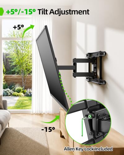Image of USX MOUNT UL Listed TV Wall Mount for 42 inch-84 inch TVs up to 110lbs and 8 inch-24 inch Wood Studs, TV Mount with Tilt, Swivel & Extension, Wall Mounts Bracket with Dual Articulating Arms, Max VESA 600x400mm
