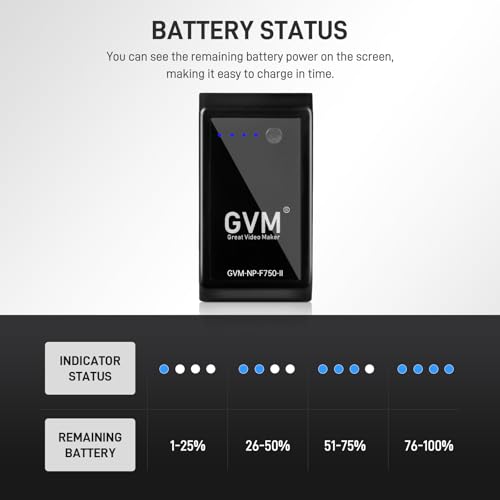 Image of GVM 2 Packs NP-F750 Replacement Batteries with Rechargeable USB-C Cables, Travel Chargers for NP-F975, NP-F960, NP-F950, NP-F930, NP-F770, NP-F750, NP-F550, DCR, DSR, HDR, FDR, HVR, HVL and LED Light