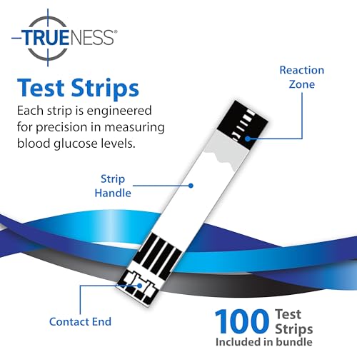 TRUENESS Blood Glucose Meter Bundle - Blood Glucose Monitor, Case, 100 Test Strips, 100 Lancets, Lancing Device - Fast, Easy Testing Supplies for Home Use