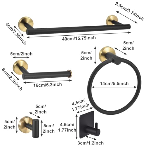 Coddlecove 7 Pcs Bathroom Hardware Accessory Set, Stainless Steel Towel Racks for Bathroom, Black and Gold Bathroom Accessories,Modern Luxury Bathroom Towel Holder & Toilet Paper Holder