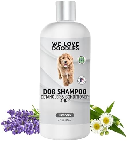 Dog Shampoo, Conditioner & Detangler - Best Shampoo for Goldendoodles, Poodles & Doodles Pet Hair - Hypoallergenic, Tearless, Sensitive Skin for Puppies & All Dog Breeds - Made in USA,16OZ (Unscented) — view 6