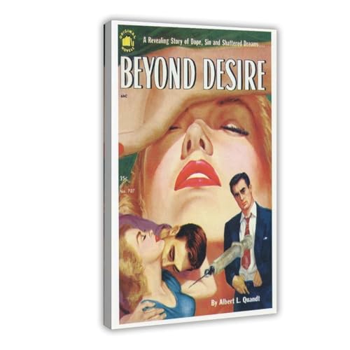 AUHUE Beyon0d Desire Classic PulpFi/ction 1950s Poster Canvas Poster Paintings for Wall Art Decoration Living Room Office Frame 16x24inch
