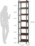 Tribesigns 78.7 Inch Extra Tall Narrow Librairie, 7 Bibliothèque Tier Skinny pour les petits espaces, étagères d'affichage autonome, organisateur multifonctionnel de rangement de coin pour le bureau à domicile, Rustic Brown