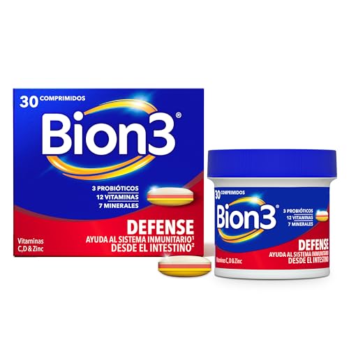 Bion3 Defense Comprimidos Multivitamínicos con Probióticos, Complemento Alimenticio para Ayudar al Sistema Inmunitario, Vitamina C, D, Zinc y Hierro