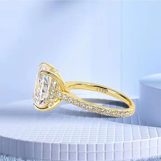 3.5 Cart White Gold S925 Radiant Cut Engagement Ring, Sterling Silver Promise Ring with Cubic Zirconia, Women’s Travel Engagement Ring, Purity Ring for Women, Unique Engagement Rings for Women, Cubic Zirconia Diamond Engagement Rings for Women - Image 4