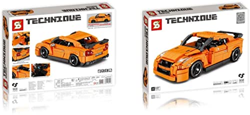 Gooratu Technik Auto mit Rückziehmotor, Rennwagen Bausteine Kompatibel mit Lego Technik - 908 Teile (Orange) – Bild 6