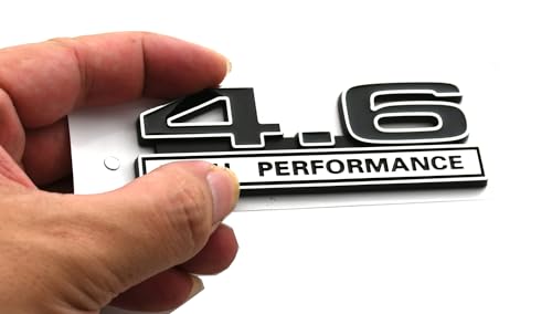 Image of 2pcs 4.6 Liter High Performance Engine Emblems Badge 3D Decals Stickers Cars Trucks (Chrome Black)
