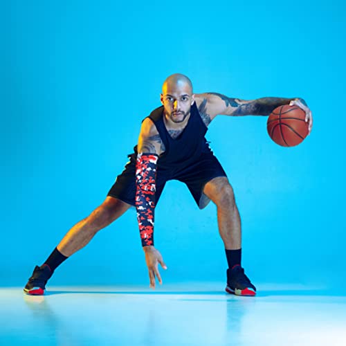 Stromguard Compression Sports Arm Sleeve Digital Camo Baseball Football Basketball - (One Arm Sleeve) (Youth Medium, 17 - Navy-Red-White) #TOP5