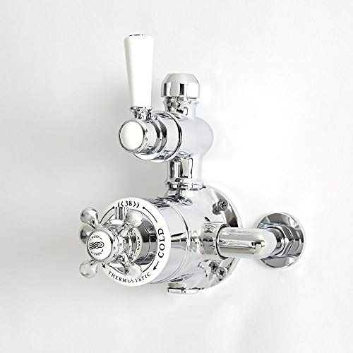 Milano Elizabeth Exposed Twin Thermostatic Mixer Shower Valve - Chrome White