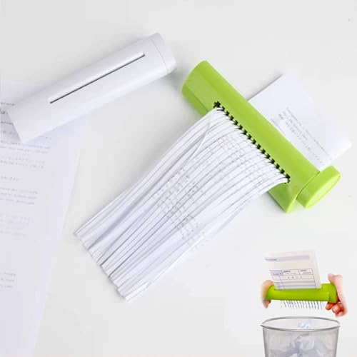 Portable Handheld Shredder Paper,Mini Manual Document Shredder for Home Strip Cutting Machine Office Stationery (Green)