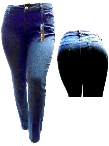 1826 Stretchy Cotton Rayon Womens Plus Size Dark Blue Denim Jeans Skinny Leg 888