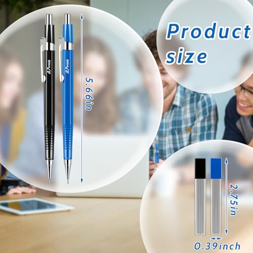 Image of Outus 8 Pcs Mechanical Pencil Metal Retractable Automatic Drafting Pencils Refills for Writing Drawing Signature Sketching Illustration Student Teacher Appreciation Gifts(0.7 mm, 0.5 mm,Blue, Black)