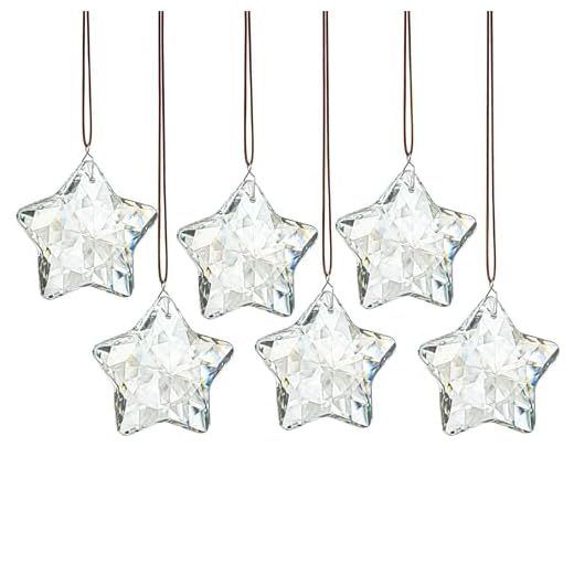 27+ Stunning Christmas Tree Décor Ideas You’ll Love 2 H&D HYALINE & DORA Set of 6 Crystal Glass Christmas Ornaments Clear Faceted Glass Christmas Star Crystal Hanging Ornaments for Xmas Tree Winter New Year Party Supplies