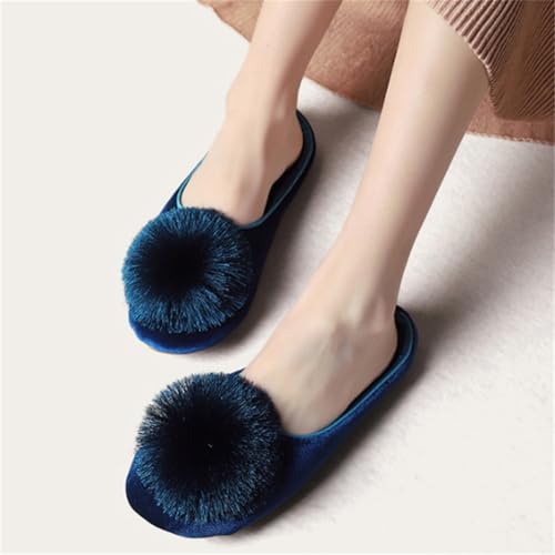 Rungion Womens Winter Warm House Slippers Cute Pom-pom Cotton Slide Shose Non-Slip Soft Sole All-Season Indoor/Outdoor Slippers4