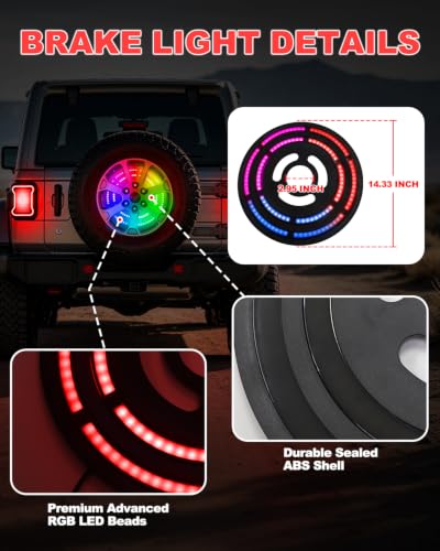 Image of RGB LED Spare Tire Brake Light w /Dual Control Compatible with 07-18 Jeep JK