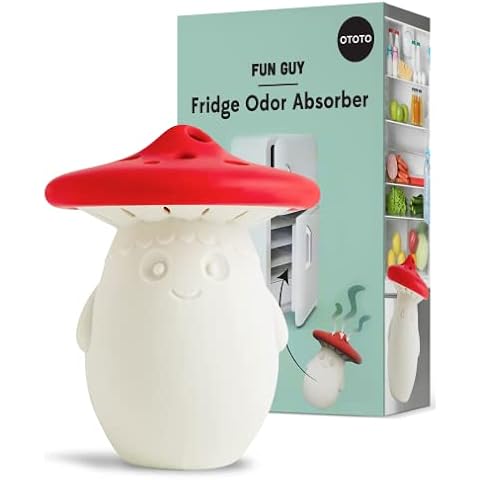 OTOTO Fun Guy Fridge Deodorizer - Food-Grade Fridge Smell Eliminator - Dishwasher Safe and BPA Free Refrigerator Baking Soda Deodorizer Holder- 2.75 x 2.75 x 3.38 inches Cover