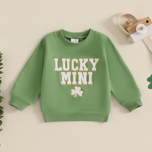 Karuedoo Mommy and Me Outfits St Patricks Day Family Matching Outfits Letter Clover Crewneck Sweatshirt Long Sleeve Shirt Top3