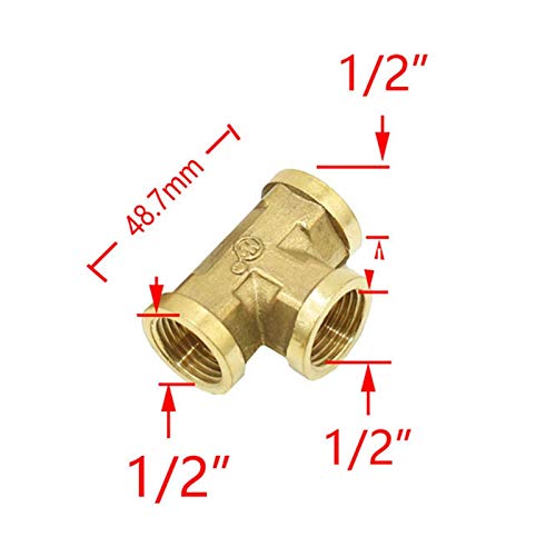 Conector de latón de 1/2 macho con rosca en T para tuberías de agua 7