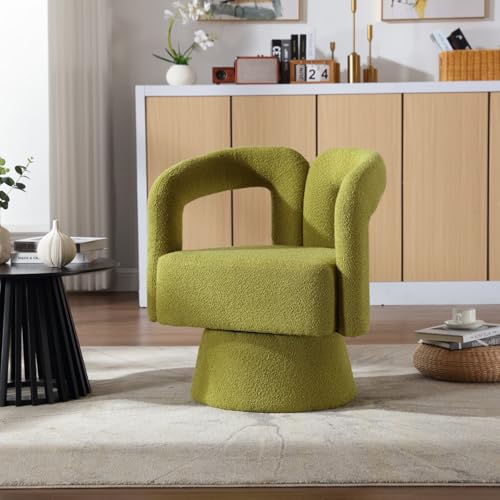PUGSDRLY Fauteuil Salon,Chaise Pivotante à 360° Confortable avec Accoudoirs,Coussin Moelleux,Fauteuil Relax,Chaise de Bureau pour Salon Chambre Bureau (Vert...