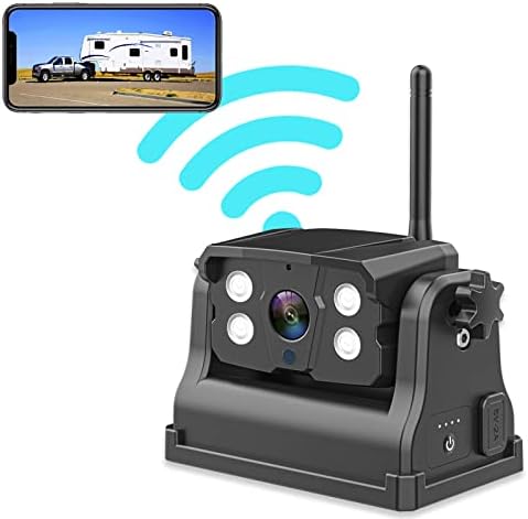 Magnetic Wireless Rechargeable Backup Camera - IPOSTER WiFi Backup Camera with Battery Night Vision Easy for Hitching Horse Gooseneck Boat Travel Trailer RV Fifth Wheels Camper for iPhone iPad Android
