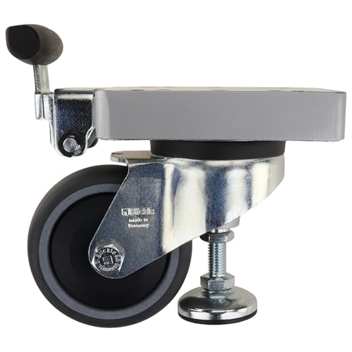 Roulette pivotante D100 anti vibration à visser avec pied de levage PA