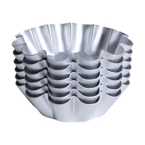 FAQQI 6 Pcs, Large 4.5 Inches Ensaymada Molder Filipino, Bibingka Molder Filipino, Torta Molder – Extra Large Round Cake Pan with Wave Edge for Traditional Filipino Desserts, Perfect for Ensaymada Cover