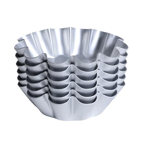 FAQQI 6 Pcs, Large 4.5 Inches Ensaymada Molder Filipino, Bibingka Molder Filipino, Torta Molder – Extra Large Round Cake Pan with Wave Edge for Traditional Filipino Desserts, Perfect for Ensaymada