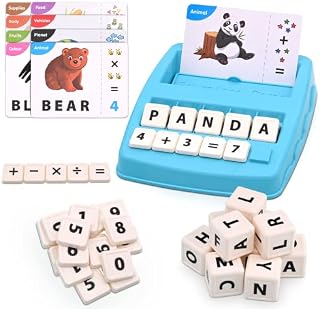 KidsPark Educational Toys Matching Letter Games, Spelling Alphabet Words and Math Games, Preschool Activities Games Early Learning Toys for 3 4 5 6 7 8 Year Old Children Boys Girls, Blue