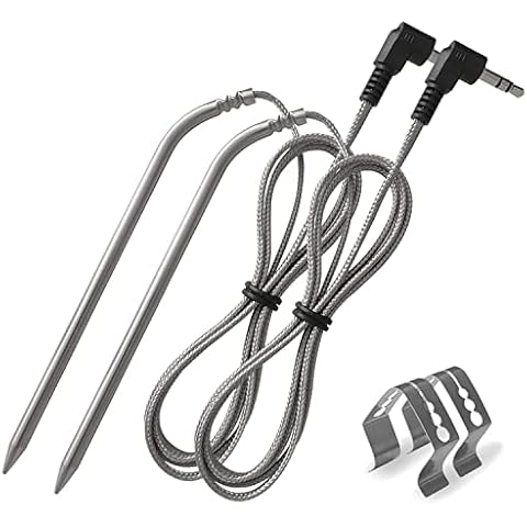 2 Pack High Temperature Meat Probe, Compatible with Camp Chef Wood Pellet Grills, Comes with 2pc BBQ Clip, Replace Stainless Steel Accessories Cover