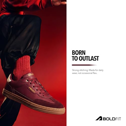 Image of Boldfit Sneakers for Men Casual Stylish Sneakers for Man with Premium PU Leather Upper, Cushioned Insole, Padded Collar, Breathable Lining & TPR Grip Sole Everyday Wear Shoes for Men Klunys Elite