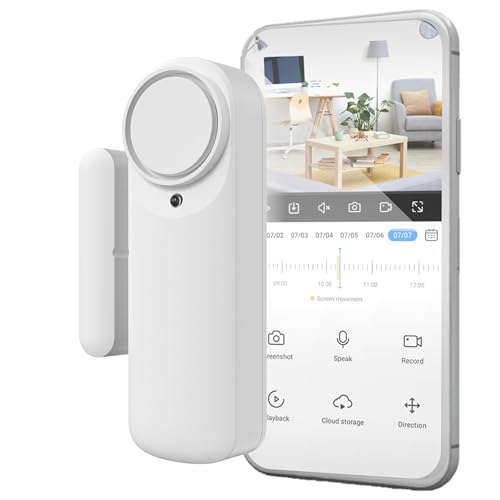 Nivian Alarma de Puerta Inteligente WiFi, Sensor Magnético para Puertas, Inalámbrico con App Móvil, Notificaciones en Tiempo Real, Botón Manual, Sirena 100dB