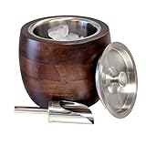 Iceberg 2.3 Quart Ice Bucket with Lid & Scoop – Mango Wood Ice Bucket with Stainless Steel Liner, Airtight Sealed Lid, Premium Barware for Cocktails & Entertaining