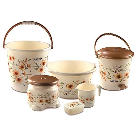 Nayasa Deluxe Plastic Bathroom (Set 6 Pieces, Brown)