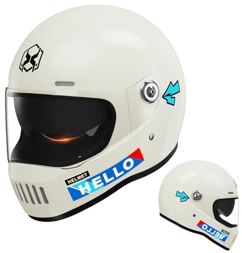 Casque moto rétro double miroir anti-buée homologué DOT/ECE 54-61cm