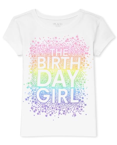 The Children's Place Girls Birthday Graphic Tee T Shirt, White, X-Large US
