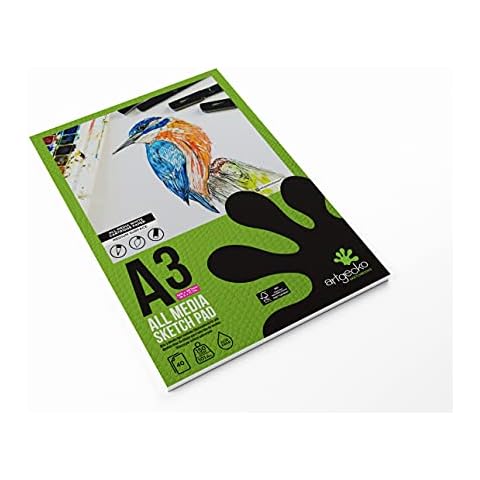 Artgecko Pro All Media Sketch Pad A3-40 Sheets 150gsm White Cartridge Paper Cover
