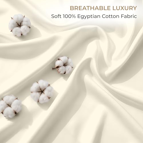 Image of SGI bedding 100% Egyptian Cotton Sheets RV King Size - 600 Thread Count Sheets Set, Soft, Cooling, 15 inch Deep Pocket, Luxury Hotel Bedding, Breathable, Durable - Butter