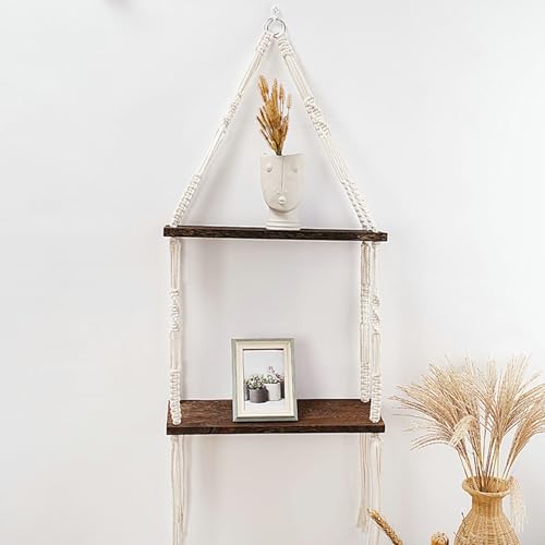 Tapisserie décoration murale en macramé beige KnSam 100x40cm pour étagère suspendue
