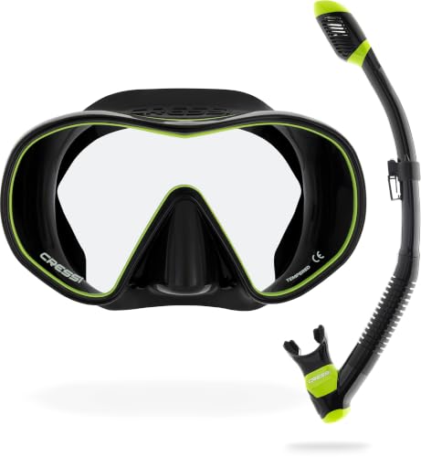 Conjunto de Snorkeling CRESSI F-Dual y Supernova Dry en Color Negro y Lima