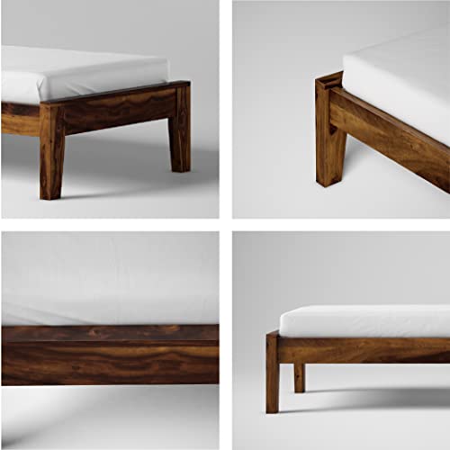 Image of AADITYA WOODS Solid Sheesham Wood Single Bed Cot Without Storage | Single Size Bed for Bedroom | Multipurpose Use Bed- Walnut 17