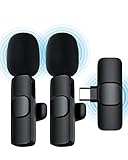 ponovo USB C Microfono Lavalier Wireless, Mini Microfono Wireless per YouTube Facebook Vlog, Mini Microfoni Senza Fili per Registrazione Audio Video