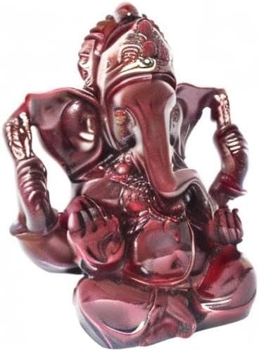 Miniatura 6 de Dios hindú Señor Ganesha ídolo Estatua de elefante indio Buda Ganesh Escultura Bendición Hogar Pooja Diwali Decoración Buena suerte (rojo oscuro)
