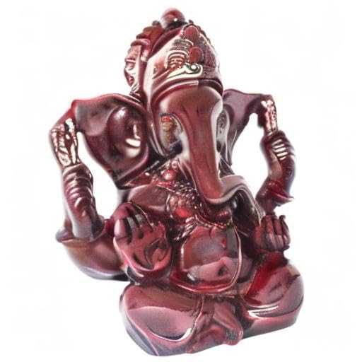 Estatua de Ganesh Dios Hindú de Resina 4.5 in Rojo Oscuro miniatura 6