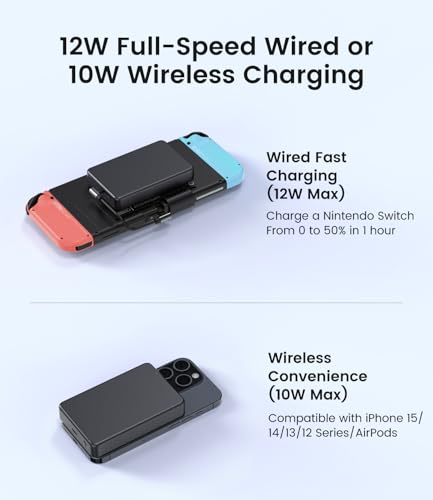 SiWiQU Magnetic Battery Pack Compatible with Nintendo Switch/Switch OLED, 10000mAh Portable Detachable External Battery Charger for Nintendo Switch/iPhone - Image 4