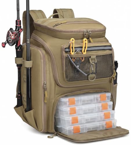 HAMBOLY Mochila de pesca com caixas de equipamentos